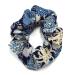 Japanese Scrunchie Hair Ties CHIRIMEN Hair Elastics Bands (Navy)