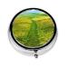 Grassland Pathsround Pill Box 3 Compartments Round Pill Box Organizer for Purse Or Pocket Portable Travel Pill Box