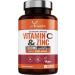 Vitamin C 1300mg and Zinc 40mg High Strength - VIT C and Zinc for Maintenance of Normal Immune System - 120 Vegan Capsules not Tablets - 2 per Daily Serving - Made in The UK by YrHealth