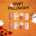 Halloween Glitter Flowers Press-On Nails | Short Square Acrylic Fake Nails | Pumpkin & Ghost Designs | Reusable Glossy Full Cover | Glue-On Stick-On Nails for Women | Style 11 - Buy Online on GoSupps.com
