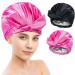 2 Pieces Shower Caps Silky Satin Lined Shower Cap for Women Long Hair  Waterproof Extra Large Hair Cap Adjustable Reusable Bath Hair Hat for Shower  Silk Cap for Kids Girls (Black and Rose Red)