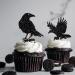 Leetaivie 24Pcs Black Glitter Crow Dessert Cupcake Toppers - Featured Halloween Themed Party Cake Topper (black) - Buy Online on GoSupps.com
