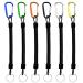 6 pieces Spiral keychain key chain with carabiner lit -with -leaks extendable to 120cm anti lost spring rope for fishing camping fish tool hunting and keys