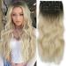 Clip in extensions hair extension braid ombre blond like real hair cheap hair part extensions synthetic art hair for women long double weft hair part full head 4-pcs wig 50cm 200g r6/613b ombre platinum blonde