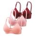 2024 New O 3PC Women Comfortable Summer Thin Breast Show Small Raffled Breathable Comfortable No Steel Ring Uphold Anti Drop Bh Women Bhs Push Up Plus Hot Pink 80