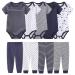 chamie Newborn Baby Bodysuit Short-sleeved One-piece Baby Pants Baby vests 5 Pcs with Trousers 4 Pcs Pure Cotton Suitable for Boys and Girls 0-12M Navy Blue2 9-12 Months