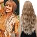YEESHEDO Ombre Long Hair Wigs for Women Ombre Brown Blonde Sytnthetic Natural Wavy Curly Wig with Fringe Cosplay Party or Daily Wear Ombre Brown/Blonde