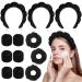 Cindeer 3 Pcs Sponge Spa Headband Makeup Headbands  3 Pcs Hair Scrunchies and 6 Pcs Face Washing Wristbands Wide Padded Headband for Skin Care Makeup Removal Shower for Women Girls (Black)