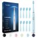 7AM2M Sonic Electric Toothbrush for Adults and Kids- High Power Rechargeable Toothbrushes with 8 Brush Heads 5 Adjustable Modes Built-in 2-Minute Smart Timer 4 Hours Fast Charge for 30Days (Blue) Light Blue