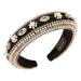 QIANXUAN Crystal Rhinestone Headbands For Women White Pearl Headbands For Girls Padded Headband Black Velvet Jewelry Chain Hairband Handmade Pearly Flower Retro Filling Diamond Hair Accessories Rhinestones Headband-7