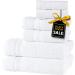White Bath Towels Set - Quick-Dry, Soft & High Absorbent 100% Cotton - 6 Piece Set for Bathroom, Guests, Pool, Gym, Camp & Travel - Buy Online on GoSupps.com