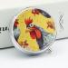 Round Chicken Art Pill Box - 3 Compartment Decorative Metal Organizer for Travel | Portable Pocket Pill Case - Buy Online on GoSupps.com