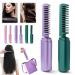 Rechargeable Mini Hair Straightener Comb Portable Electric Straightening Comb with Adjustable Temperature Tourmaline Ceramic Plates Travel Hair Straightener for Wet & Dry Hair (Green+Purple)