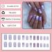 24Pcs Purple Glossy Short Square French Tips Press on False Nails for Women - Removable Adhesive Tabs Included - Buy Online on GoSupps.com
