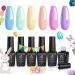 Beetles Gel Nail Polish, Unicorn Collection Pastel Blue Yellow Pink Gel Polish Soak off Baby Blue Yellow Purple Nail Polish Spring into Summer Best Easter Gel Polish Easter Decorations Nail Art Gifts A-A pastel