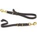 Fat leather short lead leash short leash (35 cm x 18 mm brass black) 35 cm x 18 mm brass black