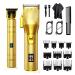 Professional Hair Clippers Kit for Men Beard Trimmers with Led Dispaly Cordless Haircut Barber Set Grooming Kit for Men Women Kid Body Pet (Gold)