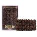 Silkie 4-Set 100% pure mulberry lide black thin hair tie with travel bags hair tie for every day hair care ponytail holder without hair damage (chocolate)