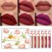 evpct 6Pcs Peony Flower Liquid Matte Lipstick Set Dark Red Purple Matte Matt Permanent Lipsticks Lip Stain Set for Women Long Lasting Waterproof 24 Matt Liquid Lippies labiales matte larga duracion 24 6 Count (Pack of 1)...