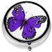 Cute Purple Butterfly Mini Round Pill Box | 3 Compartment Travel Organizer | Portable Medicine Case for Home & Office - Buy Online on GoSupps.com