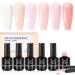 Beetles Color Base Gel Nail Polish 6 Colors Base Color Gel Polish Nude Base Gel Polish Porcelain Doll Pink Nail Polish Nude Gel Polish Neutral Sheer Colors Strengthener French Tip 6 PCS Porcelain Doll Pink 0.25 Fl Oz (Pack of 1)