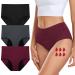 coskefy Period Underwear Women's Underpants Cotton Underwear High Waist Briefs for Women Multipack Black/Gray/Red 44