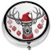 Funny Christmas Moose Mini Round Pill Box | 3 Compartment Portable Pill Organizer for Travel Home & Office - Buy Online on GoSupps.com