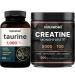 NatureBell Creatine Monohydrate Powder & Taurine Capsules 1,000mg Per Serving Bundle Pack | High Absorption Micronized Creatine | Essential Amino Acids Supplement