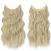 FESHFEN Invisible Wire Hair Extensions - 16 Ash Blonde Long Wavy Hairpiece for Women - Buy Online on GoSupps.com