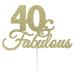 LissieLou 40 & Fabulous Birthday Cake Topper Decoration Glitter Card Made in the UK - Gold