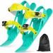 UPBUD Adjustable Short Mini Ski Skates, Winter Snowskates Snowblades Skiboards Outdoor Ski Shoes for Winter Sport Skiing Equipment Green for Adults