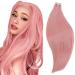 Runature tape extensions real hair 55cm pink hair extension remy tape extensions pink smooth human hair extensions real hair tapes 25g 10pcs colored color #pink 55cm TP #pink