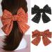 Aysekone 2 Pieces Chiffon Big Hair Bows Bow Hair Clips Ponytail Holders Large Hair Bows Hair Bows Hair Clips Daisy Hair Clips Floral Hair Bow Clips for Women Girls(Orange+Black) Floral A - Orange Black