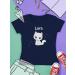 Personalized Gift for Girls - Cute Cat T-Shirt by Shirtracer - Dark Blue Design 03 - Custom Name - Buy Online on GoSupps.com