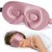 LitBear 100% 22 Momme Mulberry Silk Sleep Mask - 3D Contoured Eye Mask for Men & Women Soft Breathable Sleeping Mask with Adjustable Strap Perfect Blocks Light for Sleeping (Bean Pink)