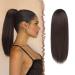 Fine ponytail extensions with cord strain long straight braid ponytail hair part smooth hair extensions synthetic drawstring ponytail extension for women 35 cm brown brown -cord strain 35 cm (1 Pack)