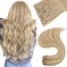 Easyouth Human Clip in Real Hair Extensions Double Weft Highlight Clip in Hair Extensions Warm Blonde Clip in Extensions Invisible Thick 16 Inch 120g 7Pcs 16" 2-7Pcs Clip #24P613(#27P613)