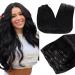 Runature black clip in extensions 45cm real hair clip in smooth hair 120g clip in extensions real hair black color #1b 7pcs 45cm-7PCs #1b