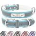 Senristar personalized reflective leather dog collar with warm food individual dog collar with name tape engraved for small medium and large dogs and cats L (width 2.5 cm neck circumference 34-45 cm) blue
