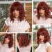 OUFEI Reddish Brown Curly Wig with Bangs | Short Synthetic Heat Resistant Wig for Women - Ideal for Daily Wear, Parties, and Cosplay - Buy Online on GoSupps.com