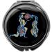 metALUm pill box with mirror round metal 3 compartments ZODIAC SIGN AQUARIUS #1222