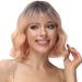 Parxitn short bob wig with pony natural ombre orange wig synthetic hair colorful daily party halloween cosplay wavy curly wigs for women t5 ombre orange