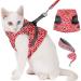 Etopars cat dishes and leash set adjustable cat vest jacket for kittens cat breast harness ultra -light outbreak -proof adjustable for pets puppies XS red