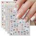 JMEOWIO 9 Sheets Flower Nail Art Stickers Decals Self-Adhesive Spring Summer Floral Letter Nail Supplies Nail Art Design Decoration Accessories
