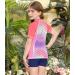 BesserBay Girls Rashguard Swimwear - UV Protection Short Sleeve Shirt - 140 Pink Wave Pattern - International Shipping Available - Buy Online on GoSupps.com