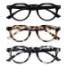 Opulize Rio Reading glasses with blue light filters - flattened frame - women & men - spring hinges - B53-1 +3.00 Magnification glossy black - glossy light brown tortoise - glossy blue tortober