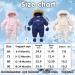 Milkiwai Newborn Baby Hooded Snowsuit Quilted Romper, Thicken Cotton Fleece Coats with Double Zipper and Gloves 66 Blue - Buy Online on GoSupps.com