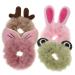 KALLORY Toddler Hair Tie 4pcs Ponytail Lovely for Bands Rope Fluff Accessory Hair Girls Animal Scrunchies Fluffy Women Fuzzy Ties Holders Plush Cute Elastic Cartoon Band Cute Hair Clips 11X7.5CM As Shown