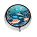 Submarine Dolphinsround Pill Box 3 Compartments Round Pill Box Organizer for Purse Or Pocket Portable Travel Pill Box