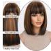 KOME Short Bob Wig for Women - Brown Blonde Highlight Shoulder Length Synthetic Wig with Bangs for Daily Use - 12IN - Buy Online on GoSupps.com